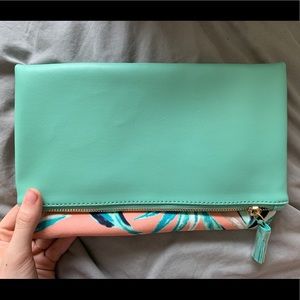 Rachel Pally teal and pink floral clutch